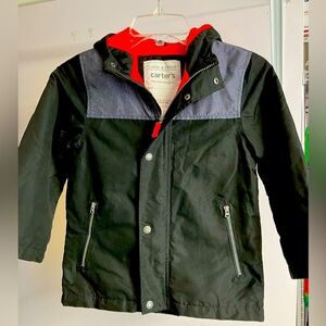 Carter’s Boy’s Hooded Jacket/Coat, Size 7, Black/Gray/Red, Lightweight